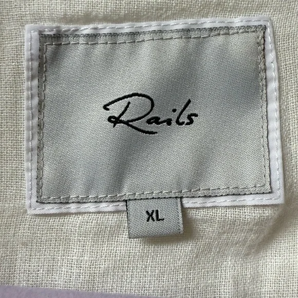 Rails Jamie Blue Seashells Button Down Short Sleeve Linen Shirt Size XL - Picture 7 of 10